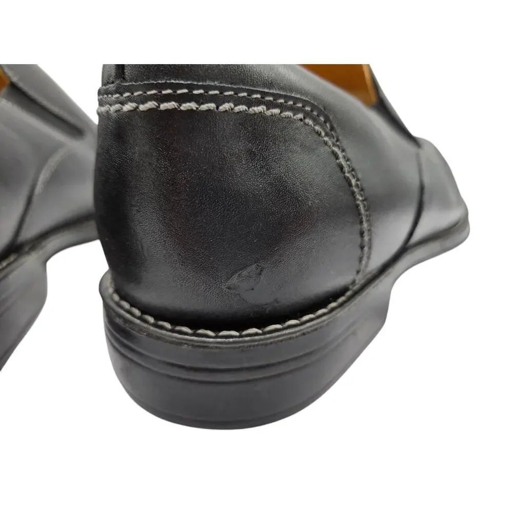 Sandro Moscoloni Leather Slip On Dress Shoe Mens 11.5 D Black Made In Brazil EUC